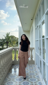 CLOUWNY - Celana Slit Bahan Katun Wanita Lolita Slit Pants Premium Cotton Fit to L