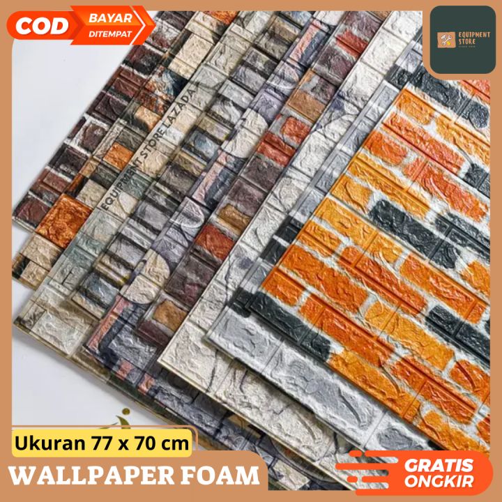 WALLPAPER DINDING FOAM 77 X 70 CM BATU ALAM TEBAL STICKER DINDING