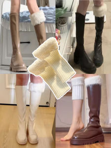 Thickened Knitted Faux Fur Sock Covers Long Tube Boot Covers Warm Autumn Winter Girls Leg Warmers Ultra Straight Effect Stockings