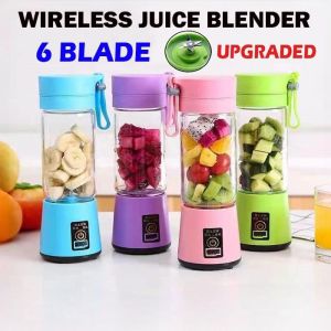 6 Blades Portable Electric Juice Cup Premium Mini Fruit Juice Blender USB Rechargeable Portable Baby Food Processor