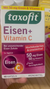 Made.in.Germany💚 - TAXOFIT EISEN Sắt💊vitamin C 🍊hữu cơ hộp 40 viên