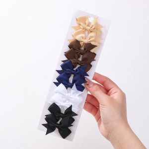 10pcs/set Solid Handmade Bows with Clips Cute Ribbon Bowknot Hair Clips for Baby Girls Hair Bows  Kids Hair Accessories Gift Set