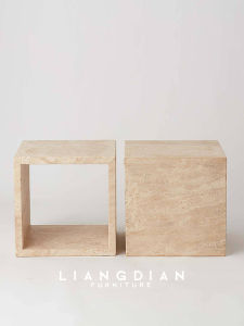 Nordic Natural Cave Stone Side Table Coffee Table Designer Living Room Sofa Combination Square Storage Grid Luxury Elegant