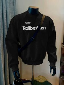 เสื้อสเวตเตอร์คอกลมพิมพ์ลายสไตล์อเมริกัน ทรงหลวม ผ้าขนแกะหนา อบอุ่น สำหรับผู้ชาย ฤดูใบไม้ร่วง/ฤดูหนาว เสื้อผ้าทำงาน