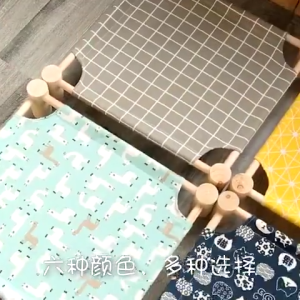 Moisture-proof Dog Cat Bed Elevated Wooden Frame Pet Hammock Portable Washable Cotton Canvas