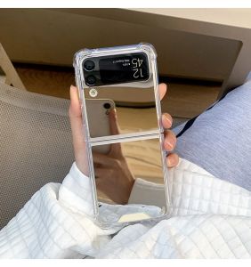 Luxury Women Girl Make Up Mirror Phone Case For Samsung Galaxy Z Flip 3 4 5 6 7 fe Flip7 Flip6 5G Protective Slim Hard Cover