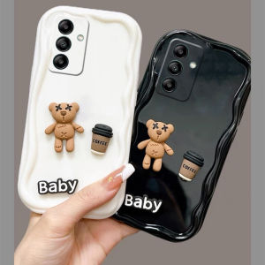 Phone Case Samsung Galaxy S25+ A16 A26 A36 A56 S25 Ultra + Plus 5G 4G Trendy Stereotopic Doll Coffee Bear Funny Cartoon Casing Lens Protection Soft Back Cover