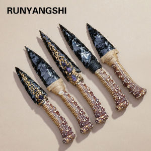 1PC Mô Hình Đá Tự Nhiên Obsidian Pha Lê - Dao Thủ Công Không Lưỡi Được Đánh Bóng Nghệ Thuật Trang Trí Phong Thủy Cho Khu Vườn Nhà