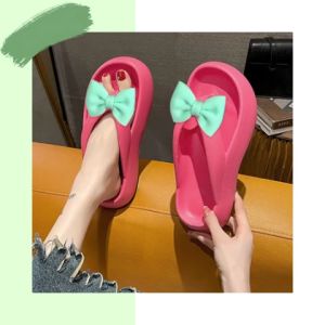 NQshop รองเท้าแตะแบบสวมดีไซน์น่ารัก พื้นรองเท้านิ่มใส่สบาย แต่งโบว์สุดน่ารักคู่ควรแก่การเป็นเจ้าของสุดๆ สาวๆห้ามพลาด