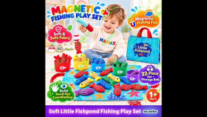 MAMAX【SG Ready Stock】22PCS Magnetic Fishing Toy Set with Storage Bag for Toddlers Kids★Soft Fabric Fish Catching Game✅Educational Toy For 6 Months +✅