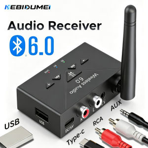 Kebidumei | KEBIDUMEI Bluetooth 6.0 Audio Receiver USB U-Disk Music Wireless Adapter With Antenna 3.5mm AUX RCA HIFI Stereo For Car Speaker