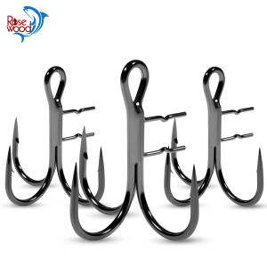Rosewood T-Trebles Claw Fishing Hook With Holder #4 #2 #1 #1/0 For Soft Swimbait Shad Rubber Baits Extra Sharp Brabed Triple Sea