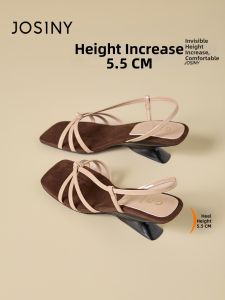 Josiny | French Elegant Thin Strap Platform Peep Toe Square Heel Sandals