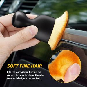 2Pcs Soft Car Cleaning Brush with Covers Dashboard Air Outlet Gap Dust Removal Detailing Clean Tools Auto Interior Accessories
