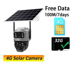 4G Solar Camera 8MP 4K Dual Lens PIR Sim Card built in Night Vision Waterproof Security Video IP Camara Battery CCTV Monitor