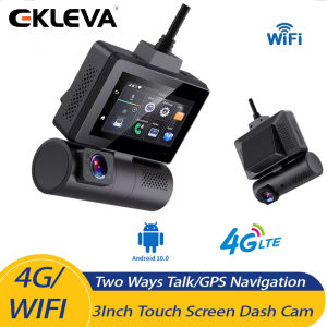 EKLEVA 3 Touch ADAS 4G แอนดรอยด์ดีวีอาร์จอจอดรถระยะไกลกล้องติดรถยนต์ Wi-Fi เลนส์คู่2WAY พูดคุยถ่ายทอดสดสตรีมมิ่งบนรถแอปช่วยเหลือ