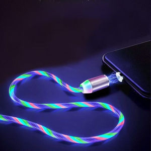 1/2m Magnetic Streaming Data Cable Mobile Phone Colorful LED Light Up 3 in 1 Magnetic Charging Cable Phone Accessories