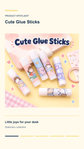 9g Cute Kawaii PVA Glue Stick Solid Glue for School Office Craft DIY Paper Stationery Random Design