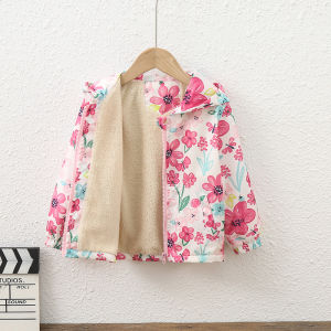 เด็กผู้หญิง ผ้าขนแกะ เสื้อแจ็คเก็ต เสื้อกันลมแฟชั่นกีฬาเด็กกํามะหยี่บาง เสื้อโค้ท การ์ตูน ลำลอง เสื้อท่อนบน อินเทรนด์ สําหรับเด็กกลางและเด็กเล็ก