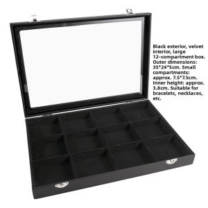 Glass Covered PU Leather Jewelry Ring Display Stand with Lid Earring Bracelet Storage Box Jewelry Organizer Fashion Accessories