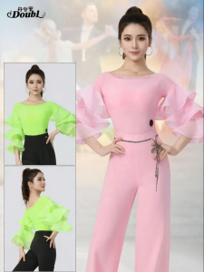 DANBAOLUO | Dance Practice Outfit With Ruffled Sleeves Pink