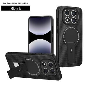 Applicable to Redmi note15Pro mobile phone case Redmi note14 carbon fiber pattern bracket magnetic protective cover h260709