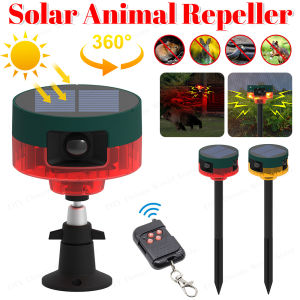 Solar Infrared Motion Sensor Alarm Detector With 129dB Siren Strobe Light Animal Repeller For Garden Dog Barking Security Alarm