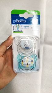 [ PV12402-GBX ] Bộ 2 ty ngậm hỗ trợ chống đột tử/chỉnh nha/chống vẩu Dr.Browns Prevent in họa tiết dễ thương ( 0-6m )