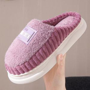 Mens Winter Thick Bottom Warm Indoor Cotton Slippers 2025 Style Furry Home Use Anti-Slip Large Size Youth Trendy Slippers