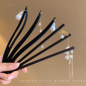 คุณสมบัติของไฮไลท์ กิ๊บติดผมสไตล์จีนโบราณสำหรับผู้หญิงหวีเสียบผมไข่มูก 3 หมายที่ 1 มิติ ชุดของ ซีอินีซ์ สีดำปิ่น จีน วินเทจ