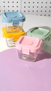 【ของแท้ 100%】Baby meal crisper 160ml 3pcs กล่องแก้วเก็บอาหารเด็ก Free BPA กล่องแก้วเก็บอาหารอาหารทารกแช่แข็ง ถ้วยแก้วใส่อาหาร กล่องเก็บอาหารเด็ก ปลอดภัยสำหรับลูกน้อย เข้าไมโครเวฟได้