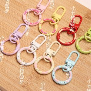 Candy Colored Spring Clip Donut Shaped Keychain Doll Hanging Ornament Small Pendant DIY Accessory Material Alloy