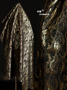 ผ้าลายดอกไม้สองด้านสีดำและสีทองแบบเรียบ ผ้าสำหรับชุดฮันฟู ผ้าสำหรับเสื้อผ้าสไตล์ย้อนยุค ผ้าสำหรับตกแต่งบ้าน สไตล์จีน ผ้าสำหรับทำเสื้อผ้า