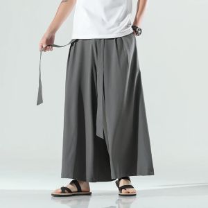 2026 Men Wide Leg Pants Mens Cotton Joggers Retro Loose Trousers Man Japan Style Kimono Pants Male Big Crotch Nepal Robe Pants