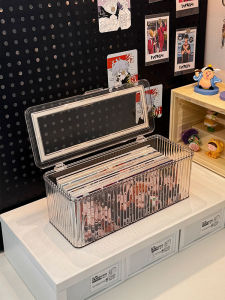 Large Capacity Rectangular Laser Ticket Storage Box Transparent Dustproof Waterproof PET Material Organizer for Home And Desk