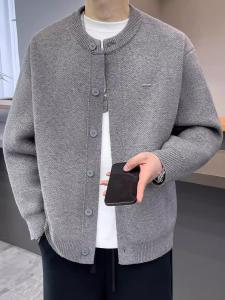 Áo Len Cardigan Dáng Rộng Cho Nam Mùa Thu 2024 Áo Khoác Ngoài Dệt Kim Thời Trang Thường Ngày Màu Trơn Phong Cách Hàn Quốc