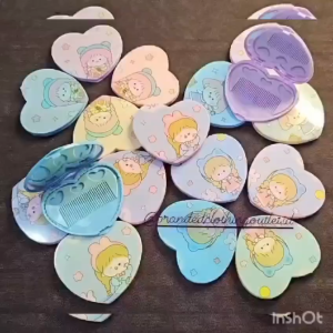 Cermin Kaca Love Dan Sisir Karakter Lucu Cermin Lipat Import / Kotak - Virgo Shoop