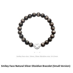 Smiling Face Natural Hematite S925 Silver Couple Bracelet