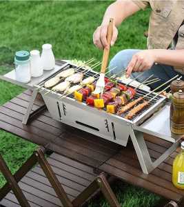 Alat BBQ Griller Lipat Stainless Barbeque Camping Masak Arang Portable
