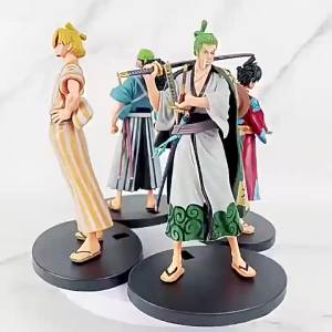 Bandai | 18cm Anime One Piece Figure Luffy Sanji Zoro Usopp Kimono Warrior Figurine Model PVC Collection Action Figure Toy Kid Gifts