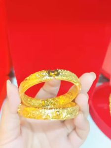 Vòng tay cưới chạm hoa văn chuẩn màu 24.k cao cấp K.124