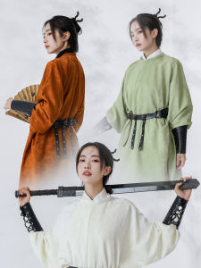 Tang Dynasty Style round Neck Robe Mulberry Leaf Pattern Mens Autumn Winter Hanfu Traditional Chinese Clothing Missing Hip Design