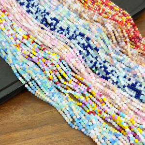 120 Buah Manik Kristal Glass Faceted Warna-Warni 3mm untuk Aksesori DIY Gelang Anting Gantungan Kunci