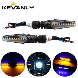 KEVANLY | 1/2pair Universal Motorcycle Turn Signal Lights Blue Amber Front Rear Indicator Lamps 12V for Italika KTM Kawasaki Yamaha Suzuki