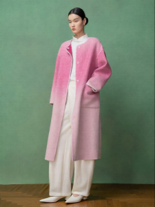 Wool Double Faced Coat with Scarf Multicolor Thermal