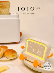 Creative JOJOS L. PD.xinwei Cartoon Toast Alarm Clock Colorful Night Light Kitchen Decorative Table Clock Plastic Material