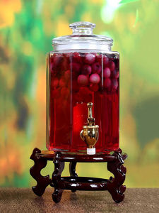 Thickened Lead-Free Transparent Glass Fermentation Wine Bottle with Tap Brewing Barrel Medicine Wine Bottle Jar Home Use