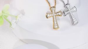 APIR 25mm Cross Moissanite Necklace for Women Man Religious Pendant 925 Sterling Silver Sparkling Diamond Necklaces Fine Jewelry