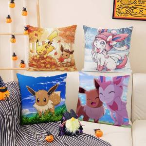Bandai | Pokemon Diamond Pearl Anime Plush Pillow Cover Soft Short Plush Cushion Cover For Sofa Bedroom Home Decor Gift
