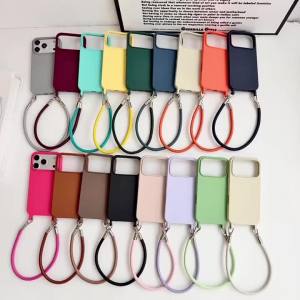 szhaiyu | Wrist Strap Lanyard Matte Silicone Soft Phone Case for IPhone Air 17 16 15 14 Pro Max 12Pro 13Pro Shockproof Protective Cover